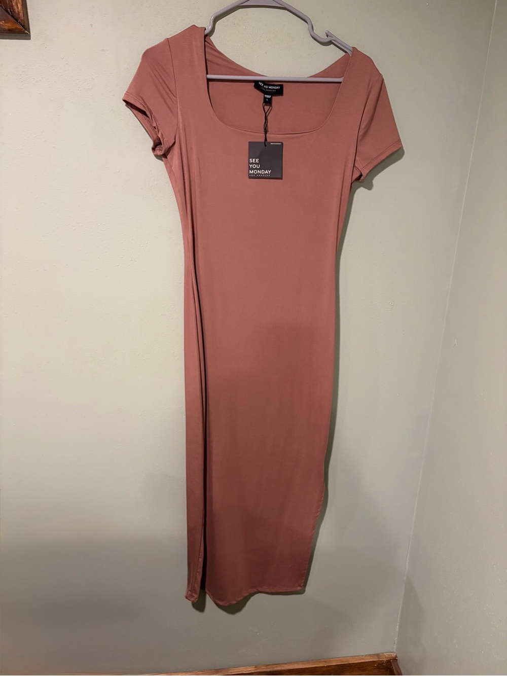 See You Monday Dusty Rose Scoop Neck Maxi Dress